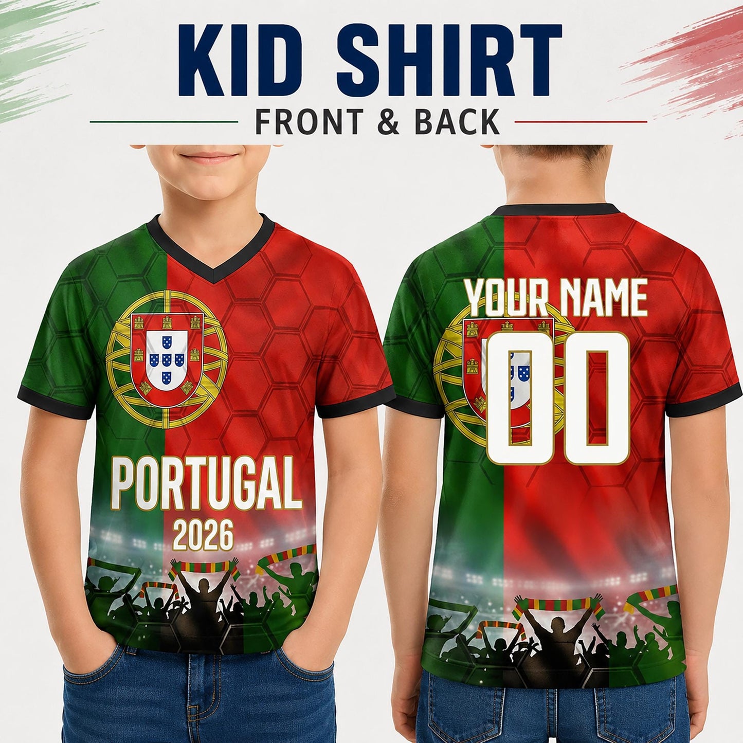 Custom Portugal Soccer Jersey 2026 World Cup, Personalized Name Number Shirt for Men Women Kids, Portugal Fan Apparel Gift | SS48