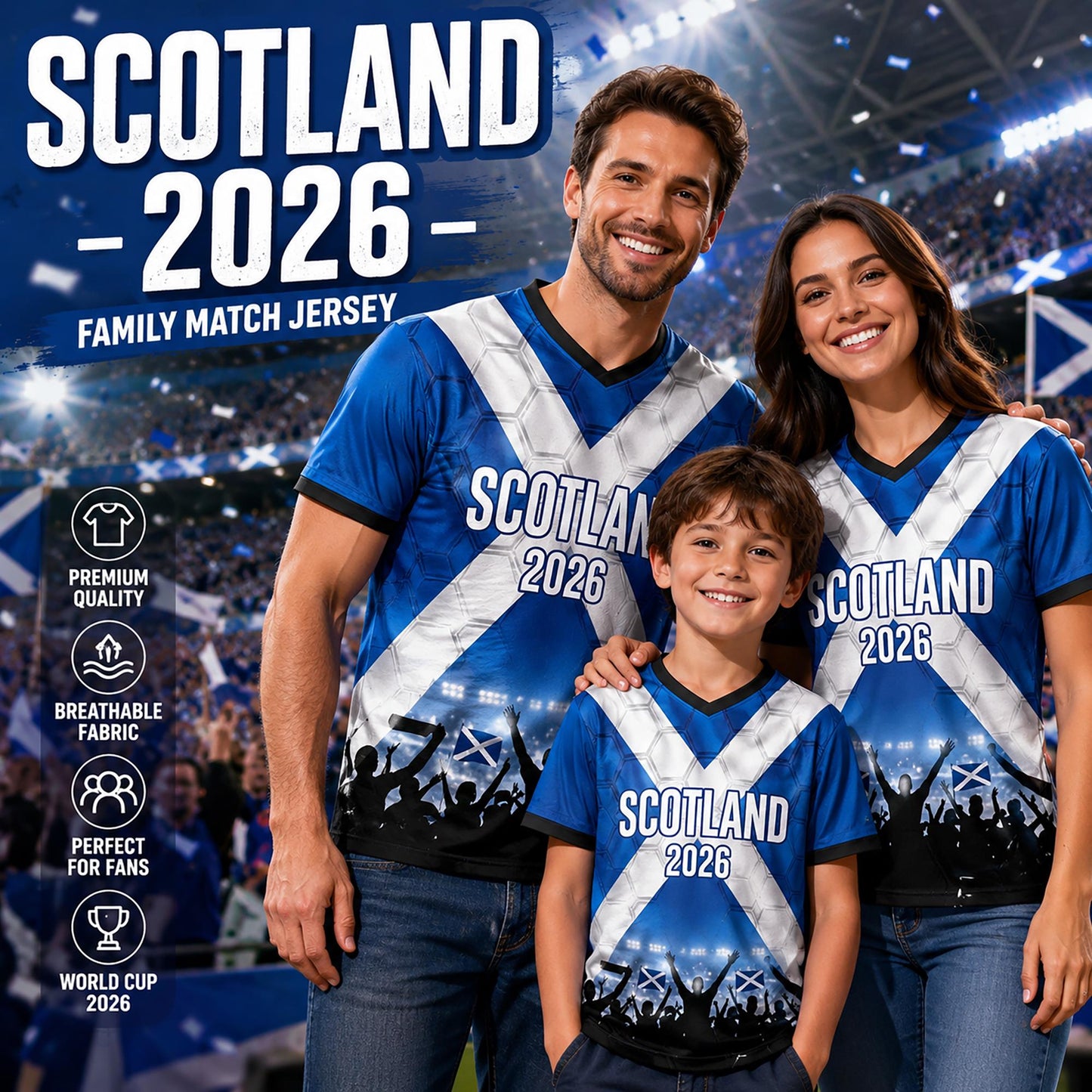 Custom Scotland Soccer Jersey 2026 World Cup, Personalized Name Number Shirt for Men Women Kids, Scotland Fan Apparel Gift | NP24