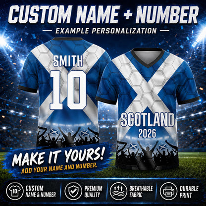 Custom Scotland Soccer Jersey 2026 World Cup, Personalized Name Number Shirt for Men Women Kids, Scotland Fan Apparel Gift | NP24