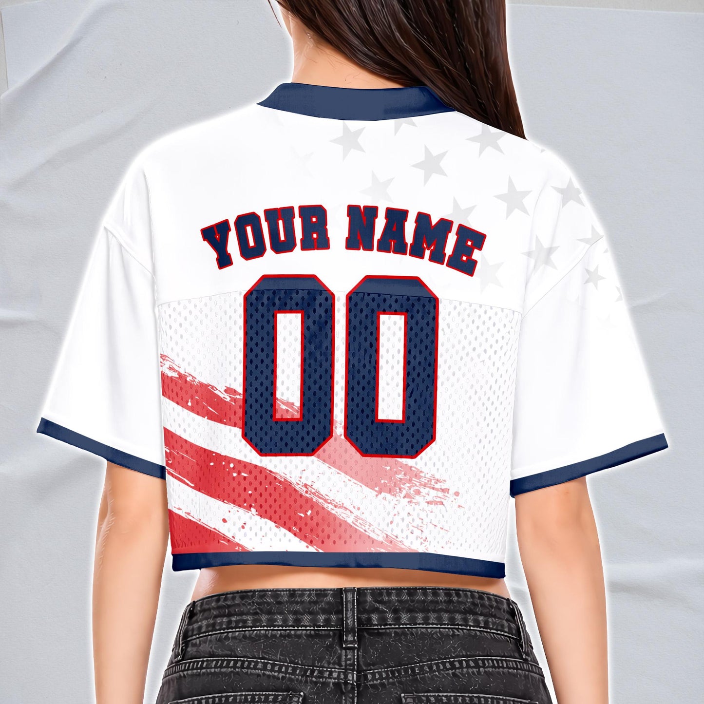 Custom USA Soccer Crop Top Jersey, Personalized Name Number Shirt, Football Fan Crop Tee, Bachelorette Party & Festival Outfit | GY56