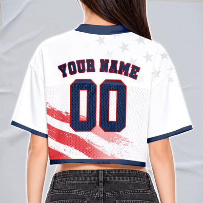 Custom USA Soccer Crop Top Jersey, Personalized Name Number Shirt, Football Fan Crop Tee, Bachelorette Party & Festival Outfit | GY56