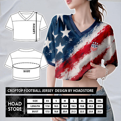 Custom USA Soccer Crop Top Jersey, Personalized Name Number Shirt, Football Fan Crop Tee, Bachelorette Party & Festival Outfit | MM35