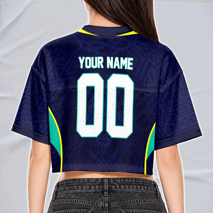 Custom Brazil Soccer Crop Top Jersey, Personalized Name Number Shirt, Football Fan Crop Tee, Bachelorette Party & Festival Outfit | UL32