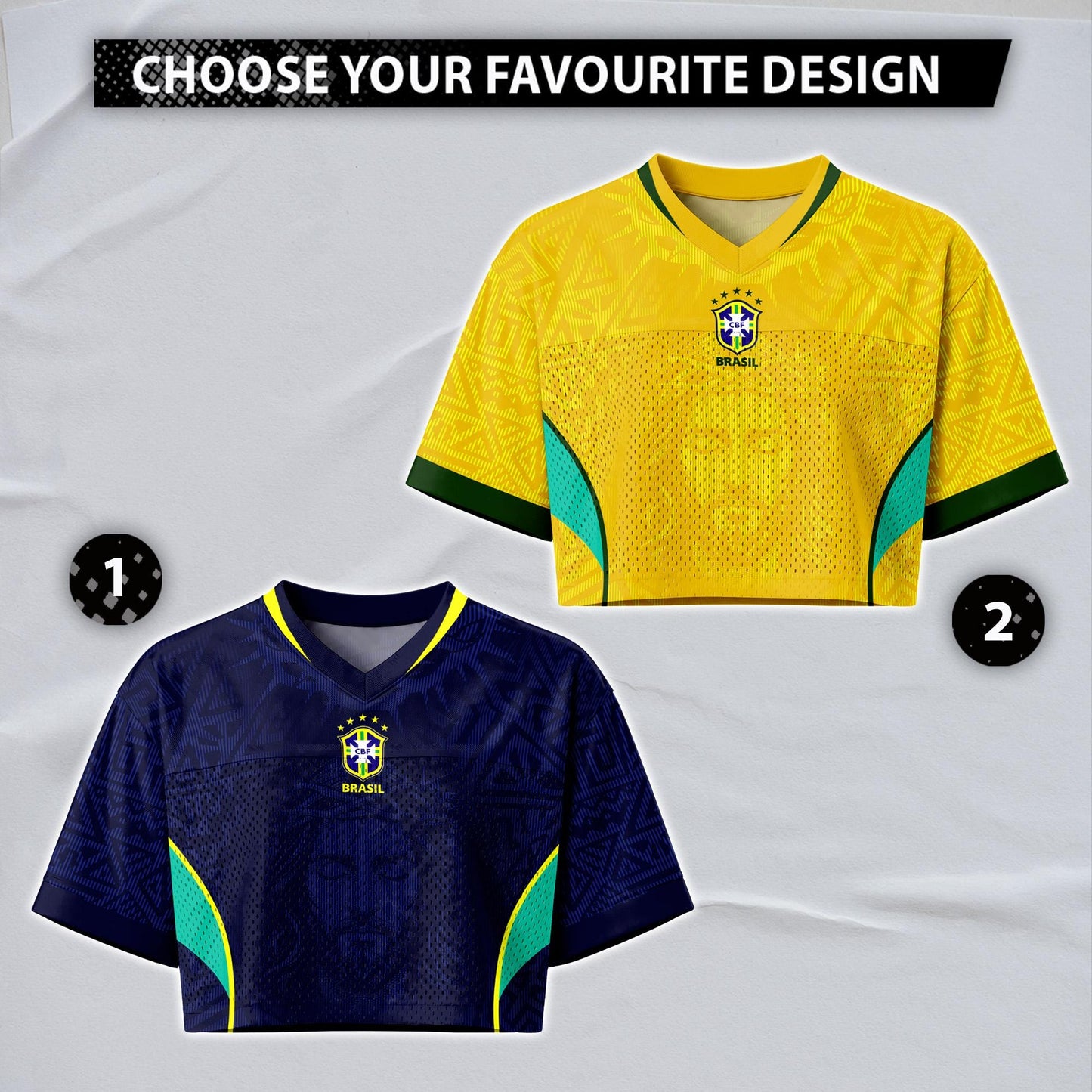 Custom Brazil Soccer Crop Top Jersey, Personalized Name Number Shirt, Football Fan Crop Tee, Bachelorette Party & Festival Outfit | UL32