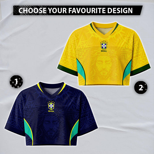 Custom Brazil Soccer Crop Top Jersey, Personalized Name Number Shirt, Football Fan Crop Tee, Bachelorette Party & Festival Outfit | UL32