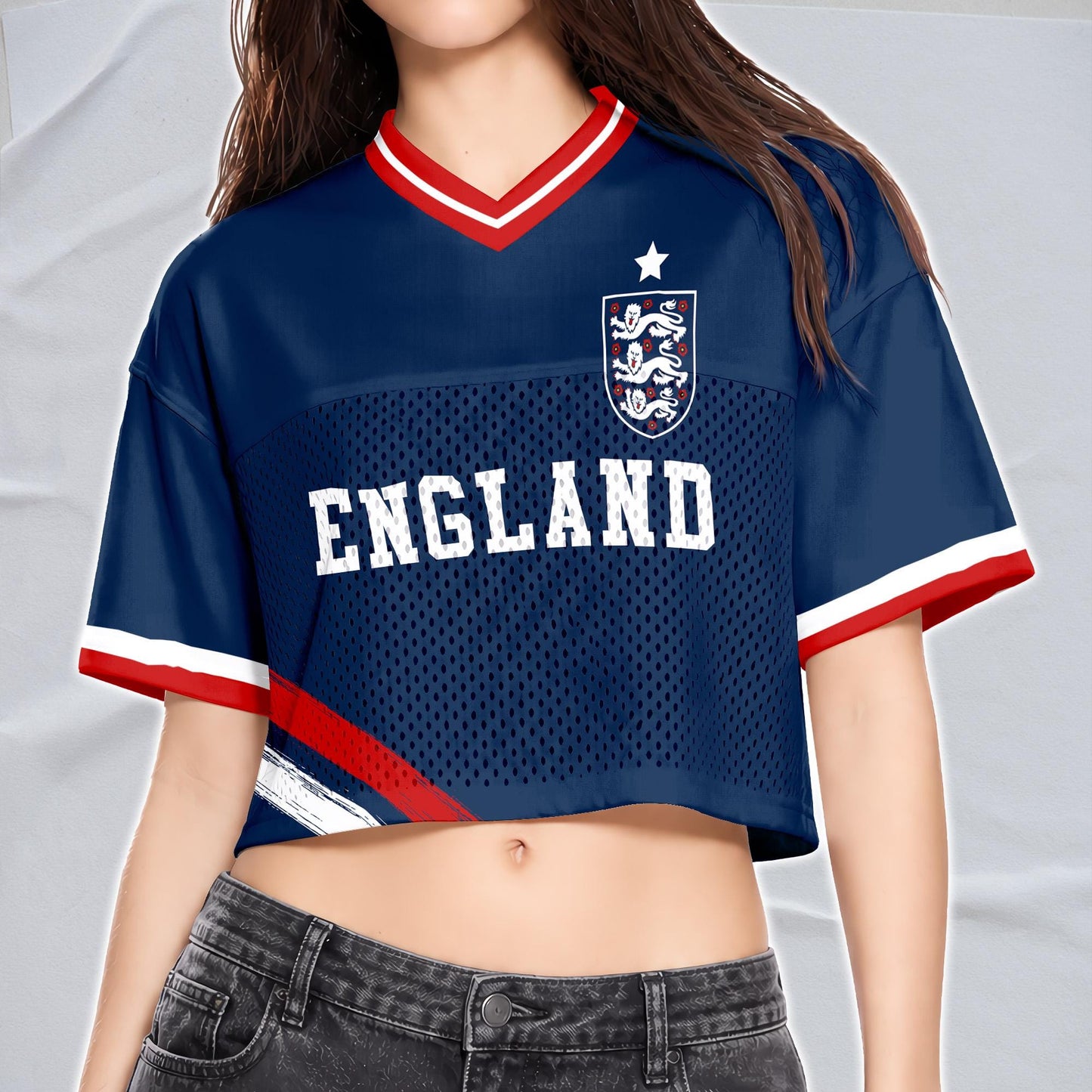 Custom England Soccer Crop Top Jersey, Personalized Name Number Shirt, Football Fan Crop Tee, Bachelorette Party & Festival Outfit | ZV82
