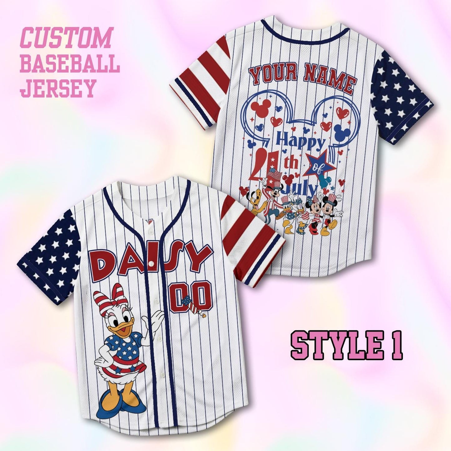 Custom 4th of July 250 Years Mickey Baseball Jersey, Personalized Disney America Family Matching Shirt, Disney World Trip 2026 Outfits | YJ29