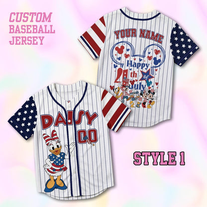 Custom 4th of July 250 Years Mickey Baseball Jersey, Personalized Disney America Family Matching Shirt, Disney World Trip 2026 Outfits | YJ29