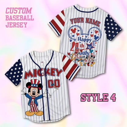 Custom 4th of July 250 Years Mickey Baseball Jersey, Personalized Disney America Family Matching Shirt, Disney World Trip 2026 Outfits | YJ29