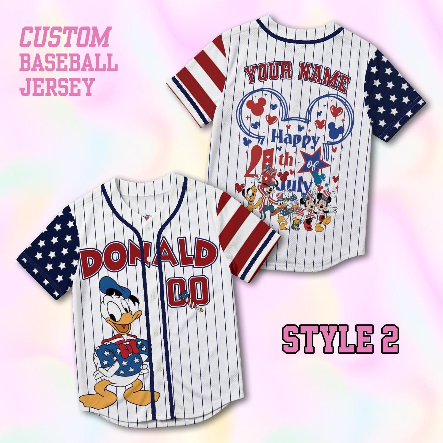 Custom 4th of July 250 Years Mickey Baseball Jersey, Personalized Disney America Family Matching Shirt, Disney World Trip 2026 Outfits | YJ29