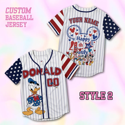 Custom 4th of July 250 Years Mickey Baseball Jersey, Personalized Disney America Family Matching Shirt, Disney World Trip 2026 Outfits | YJ29