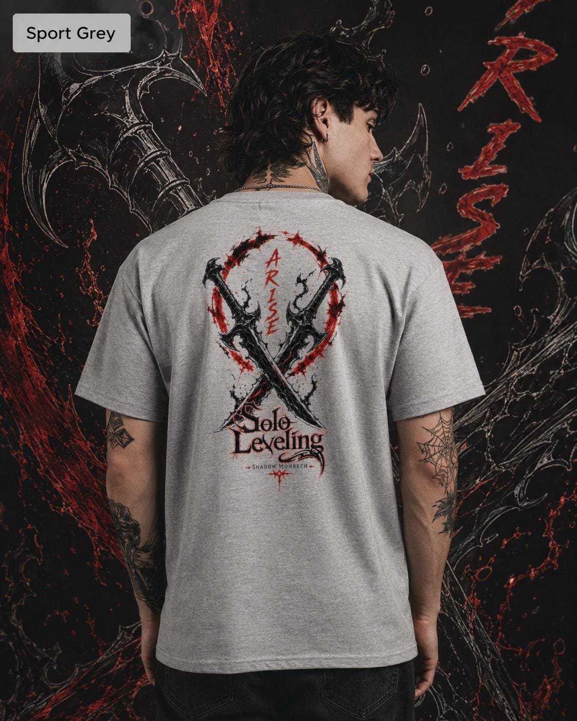 Solo Leveling Arise Shirt, Front and Back Print, Shadow Monarch Anime Graphic Tee, Dark Fantasy Manga Shirt, Unisex Anime Streetwear Gift