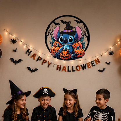 Cute Halloween Monster Metal Sign | Pumpkin Halloween Wall Decor | Witch Hat Monster Door Hanger | Spooky Outdoor Metal Wall Art