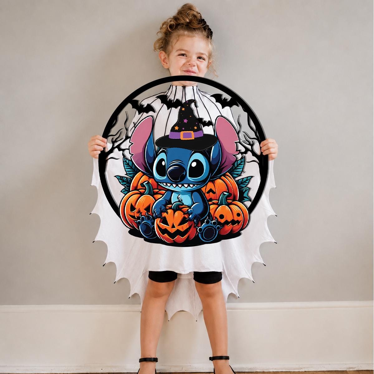 Cute Halloween Monster Metal Sign | Pumpkin Halloween Wall Decor | Witch Hat Monster Door Hanger | Spooky Outdoor Metal Wall Art