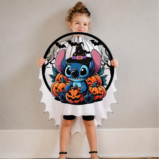 Cute Halloween Monster Metal Sign | Pumpkin Halloween Wall Decor | Witch Hat Monster Door Hanger | Spooky Outdoor Metal Wall Art