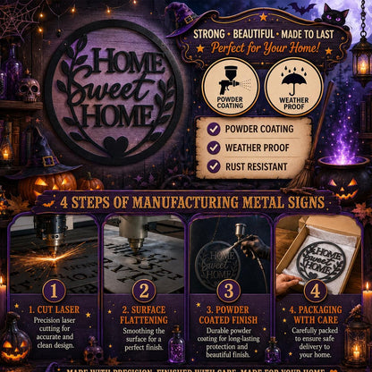 Personalized Halloween Family Metal Sign | Custom Ghost Family Wall Decor | Haunted House Halloween Door Hanger | Family Name Metal Sign