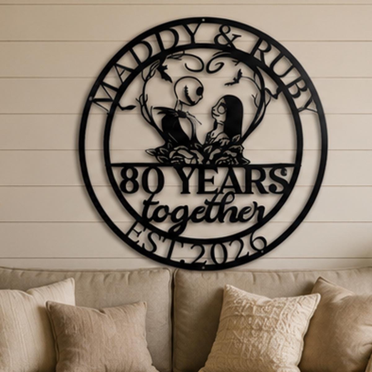 Personalized Halloween Anniversary Metal Sign | Custom Couple Metal Wall Art | Personalized Family Name Sign | Wedding Anniversary Gift
