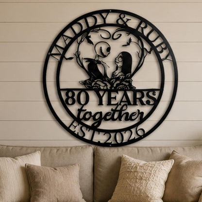 Personalized Halloween Anniversary Metal Sign | Custom Couple Metal Wall Art | Personalized Family Name Sign | Wedding Anniversary Gift
