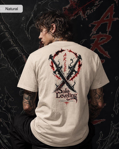 Solo Leveling Arise Shirt, Front and Back Print, Shadow Monarch Anime Graphic Tee, Dark Fantasy Manga Shirt, Unisex Anime Streetwear Gift