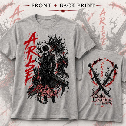 Solo Leveling Arise Shirt, Front and Back Print, Shadow Monarch Anime Graphic Tee, Dark Fantasy Manga Shirt, Unisex Anime Streetwear Gift