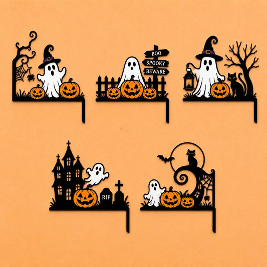 Halloween Door Corner Decor, Ghost Pumpkin Metal Door Frame Corner Sign, Spooky Entryway Shelf Decor, Fall Gothic Home Decor