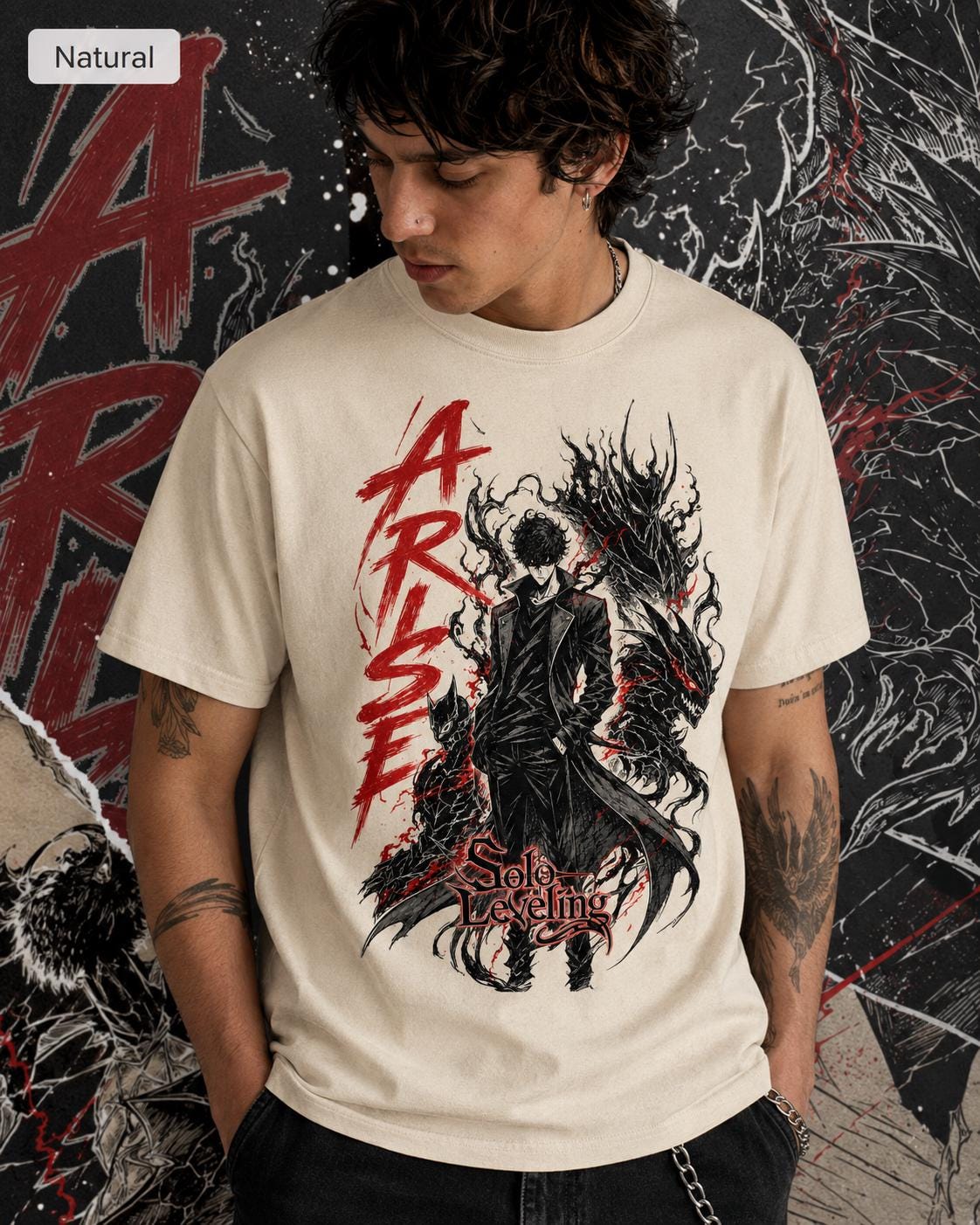 Solo Leveling Arise Shirt, Sung Jinwoo Shadow Monarch Anime Graphic Tee