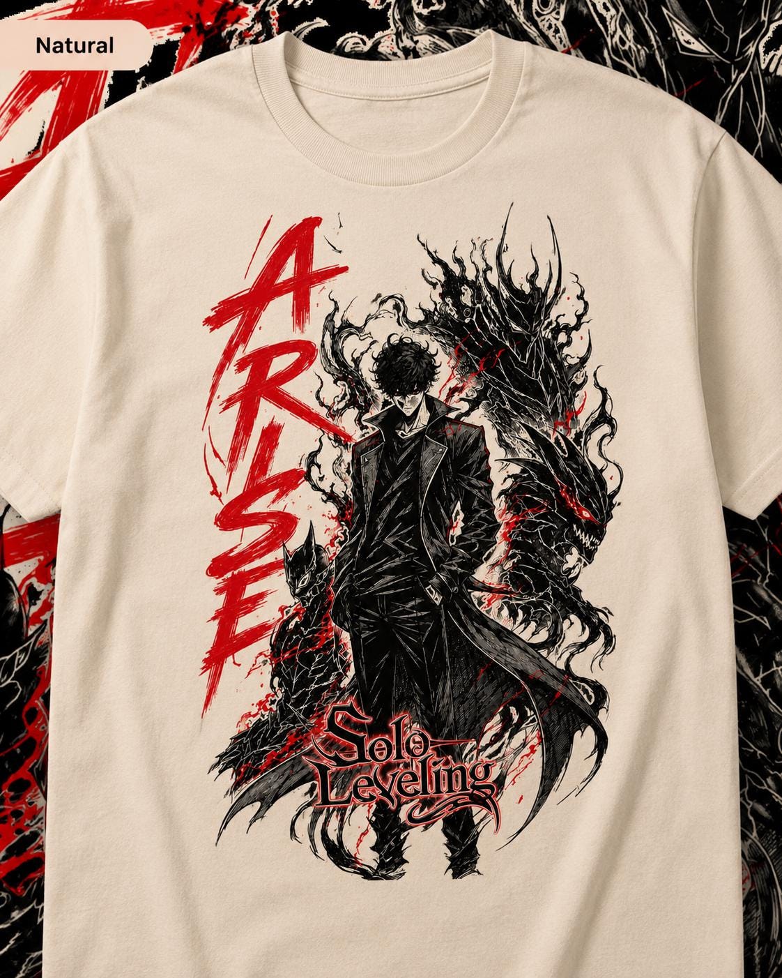 Solo Leveling Arise Shirt, Front and Back Print, Shadow Monarch Anime Graphic Tee, Dark Fantasy Manga Shirt, Unisex Anime Streetwear Gift