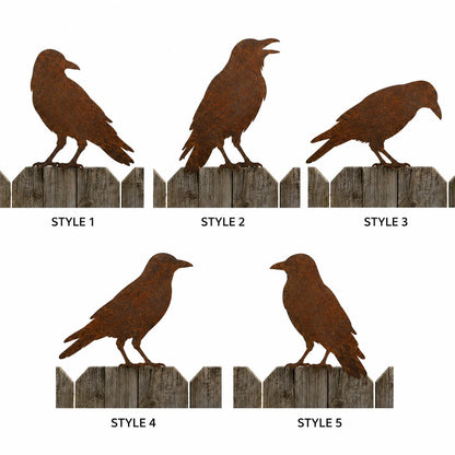 Crow Fence Topper, Halloween Metal Bird Decor, Gothic Raven Yard Art, Spooky Yard Decor, Fall Porch Decor