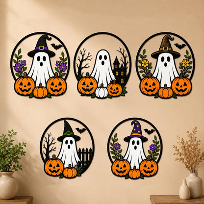 Metal Ghost Wall Hanging, Halloween Ghost Pumpkin Decor, Witch Hat Wall Art, Seasonal Home Decor, Fall Decor, Halloween Gift