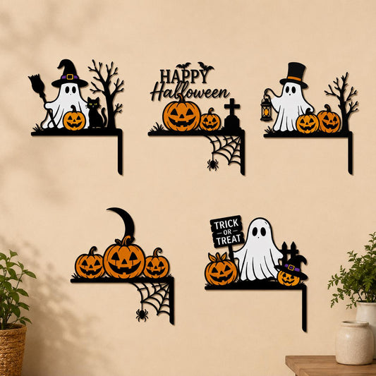 Halloween Door Corner Decor, Metal Ghost Pumpkin Corner Sign, Entryway Wall Decor, Fall Home Decor, Gothic Decor, Spooky Seasonal Wall Decor