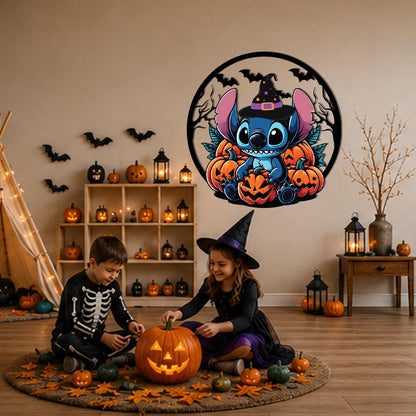 Cute Halloween Monster Metal Sign | Pumpkin Halloween Wall Decor | Witch Hat Monster Door Hanger | Spooky Outdoor Metal Wall Art