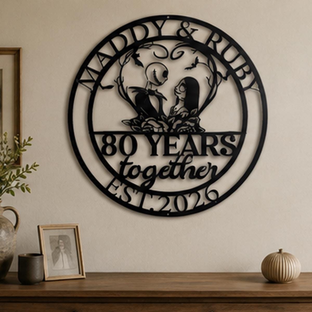 Personalized Halloween Anniversary Metal Sign | Custom Couple Metal Wall Art | Personalized Family Name Sign | Wedding Anniversary Gift