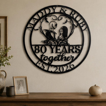 Personalized Halloween Anniversary Metal Sign | Custom Couple Metal Wall Art | Personalized Family Name Sign | Wedding Anniversary Gift