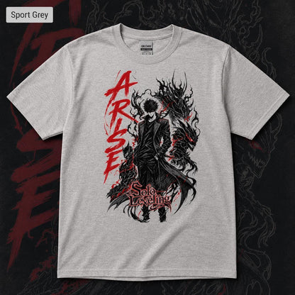Solo Leveling Arise Shirt, Front and Back Print, Shadow Monarch Anime Graphic Tee, Dark Fantasy Manga Shirt, Unisex Anime Streetwear Gift