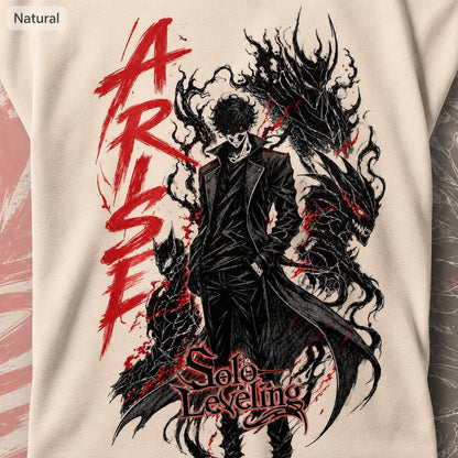 Solo Leveling Arise Shirt, Front and Back Print, Shadow Monarch Anime Graphic Tee, Dark Fantasy Manga Shirt, Unisex Anime Streetwear Gift