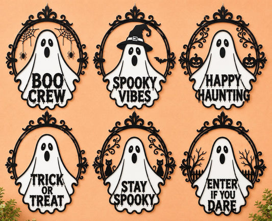 Halloween Ghost Wall Hanging, Metal Spooky Ghost Sign, Haunted Wall Decor, Entryway Halloween Decor, Gothic Home Decor, Fall Wall Art