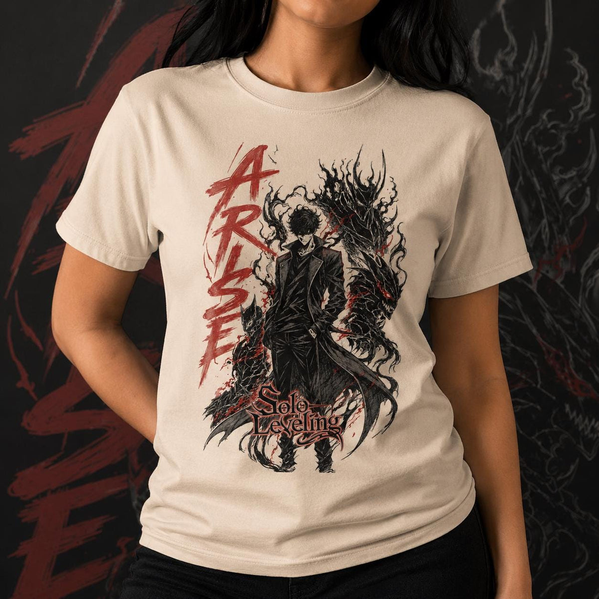 Solo Leveling Arise Shirt, Sung Jinwoo Shadow Monarch Anime Graphic Tee