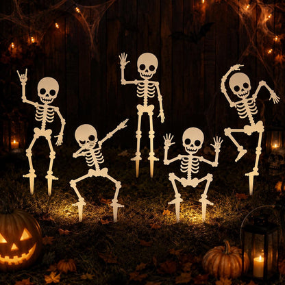 Halloween Skeleton Yard Stakes, Funny Skeleton Pose Garden Decor, Metal Lawn Sign, Spooky Outdoor Yard Display