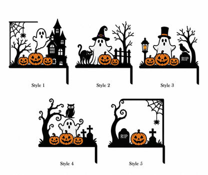 Halloween Door Corner Sign, Metal Ghost Pumpkin Corner Sign, Entryway Wall Decor, Spooky Fall Home Decor, Gothic Decor