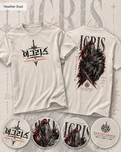 Solo Leveling Igris Shirt, Front and Back Anime Graphic Tee, Blood-Red Commander Dark Fantasy Manga Shirt, Shadow Monarch Fan Gift