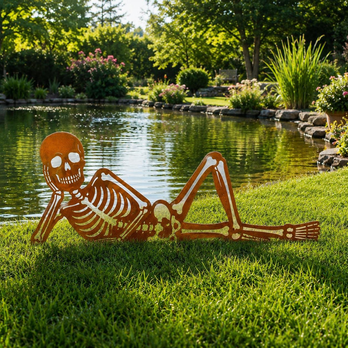 Skeleton Metal Yard Sign, Rusty Yard Stake, Halloween Outdoor Decor, Spooky Lawn Decor, Haunted House Decor, Gothic Garden Gift