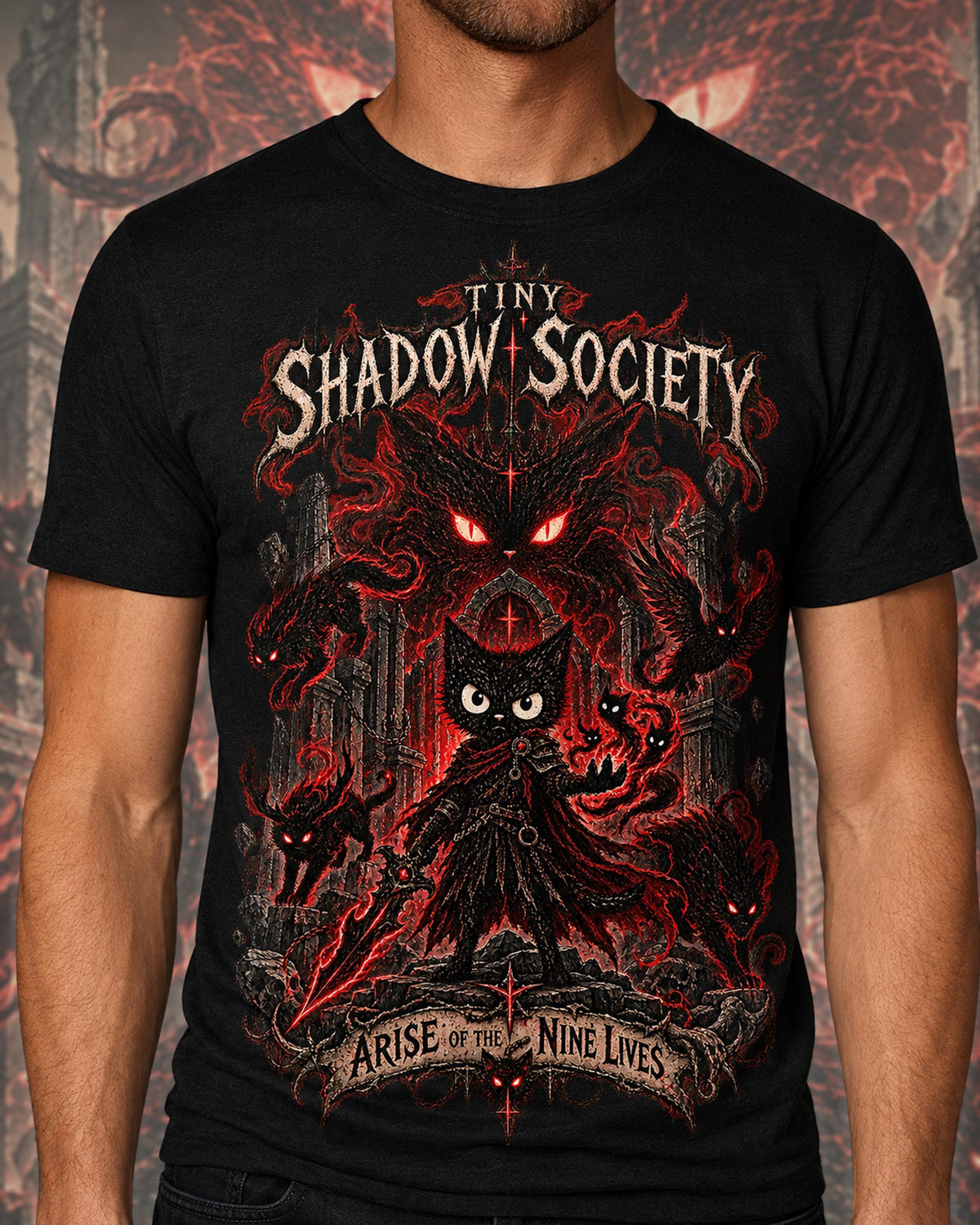 Anime T Shirt, Anime Graphic Tee, Dark Fantasy Cat Knight, Gothic Cat Shirt, Manga Shirt, Fantasy Anime Tee, Anime Fan Gift, Cat Lover Tee