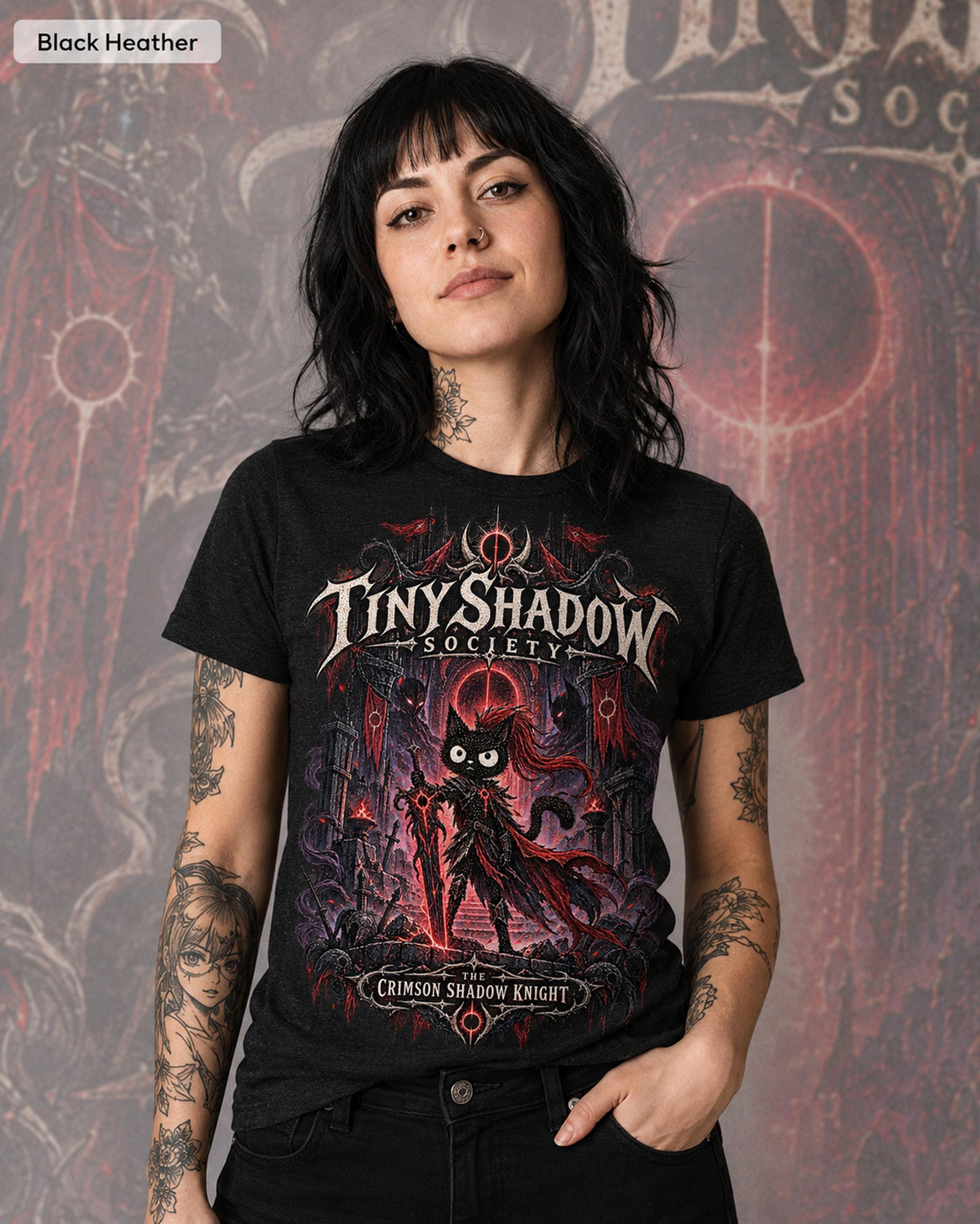 Solo Leveling Igris Shirt, Blood-Red Commander Anime Graphic Tee, Dark Fantasy Gothic Manga Cat Parody, Shadow Monarch Gamer Fan Gift