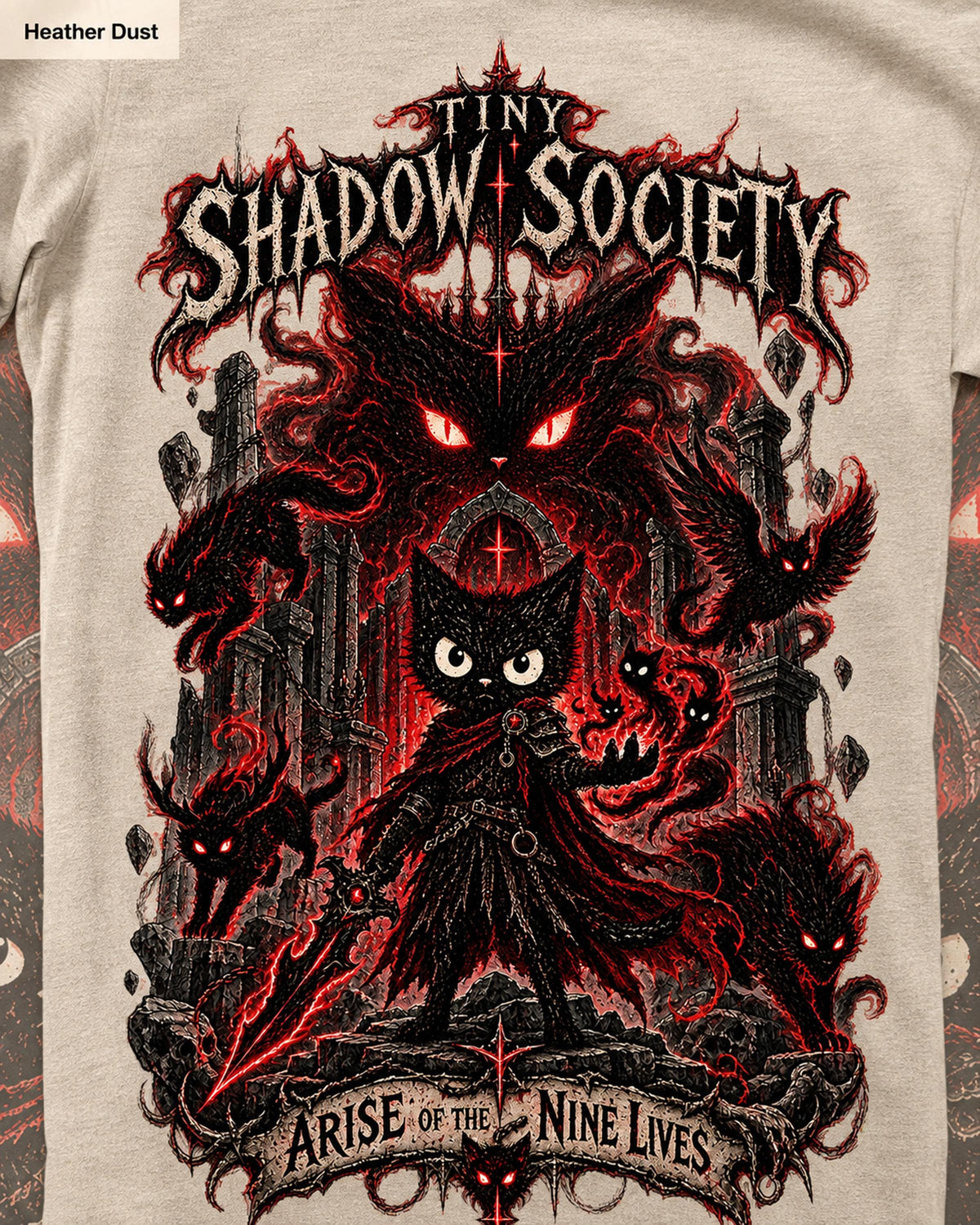 Anime T Shirt, Anime Graphic Tee, Dark Fantasy Cat Knight, Gothic Cat Shirt, Manga Shirt, Fantasy Anime Tee, Anime Fan Gift, Cat Lover Tee