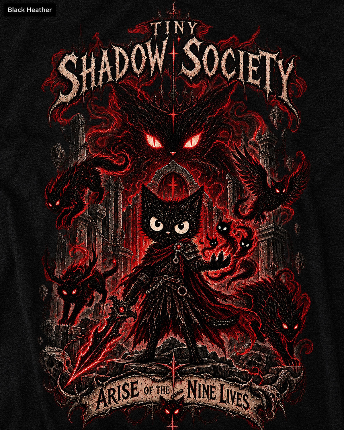 Anime T Shirt, Anime Graphic Tee, Dark Fantasy Cat Knight, Gothic Cat Shirt, Manga Shirt, Fantasy Anime Tee, Anime Fan Gift, Cat Lover Tee