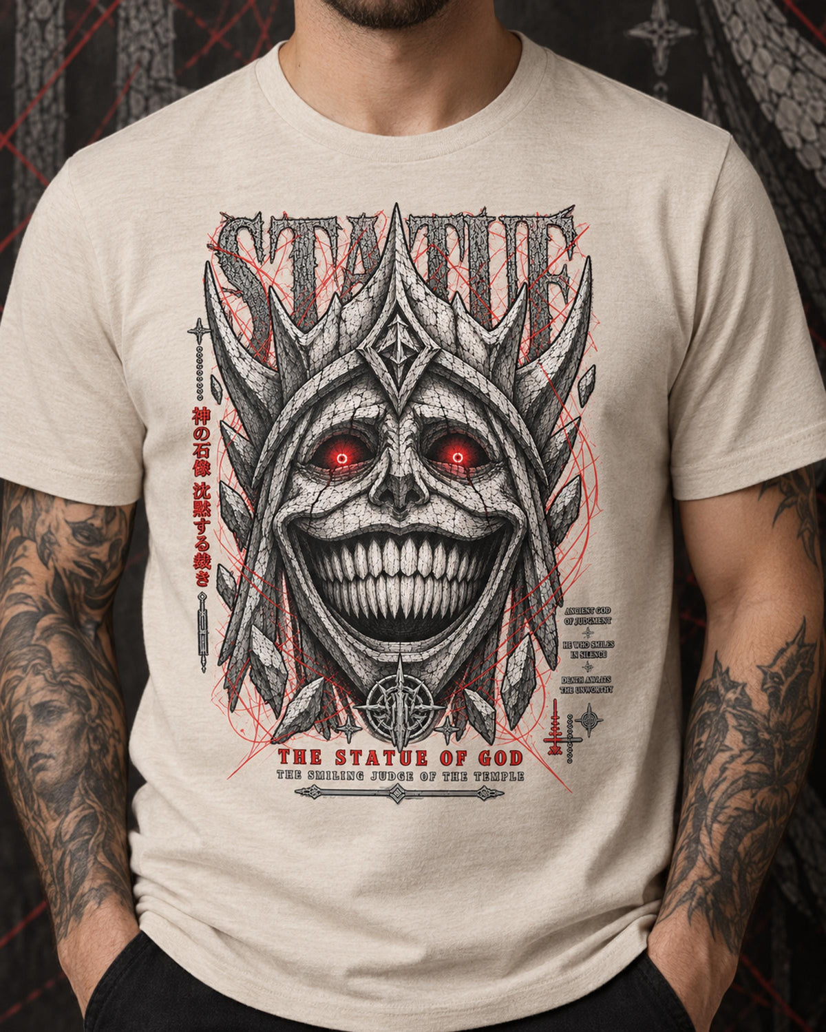 Solo Leveling Statue of God Shirt, Anime Graphic Tee, Cartenon Temple Dark Fantasy Manga Shirt, Smiling Judge Streetwear Anime Gift for Fans