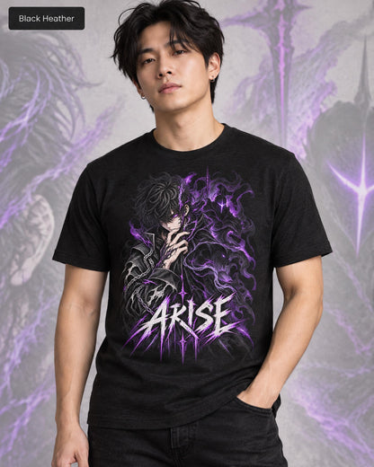 Solo Leveling Sung Jinwoo Shirt, Arise Anime Graphic Tee, Shadow Monarch Purple Flame, Dark Fantasy Manga Streetwear, Anime Fan Gift Unisex
