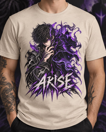 Solo Leveling Sung Jinwoo Shirt, Arise Anime Graphic Tee, Shadow Monarch Purple Flame, Dark Fantasy Manga Streetwear, Anime Fan Gift Unisex