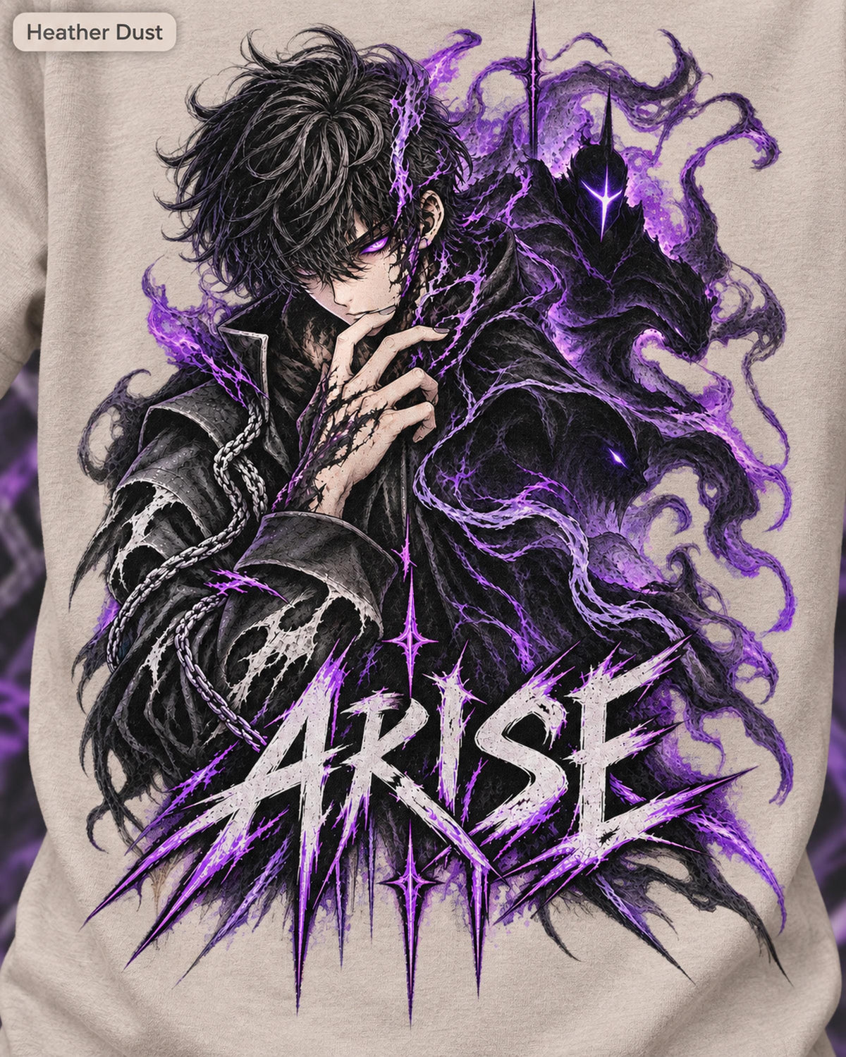 Solo Leveling Sung Jinwoo Shirt, Arise Anime Graphic Tee, Shadow Monarch Purple Flame, Dark Fantasy Manga Streetwear, Anime Fan Gift Unisex