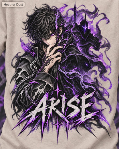 Solo Leveling Sung Jinwoo Shirt, Arise Anime Graphic Tee, Shadow Monarch Purple Flame, Dark Fantasy Manga Streetwear, Anime Fan Gift Unisex